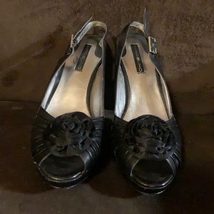 Black Peep Toe Heels, Size 8M
